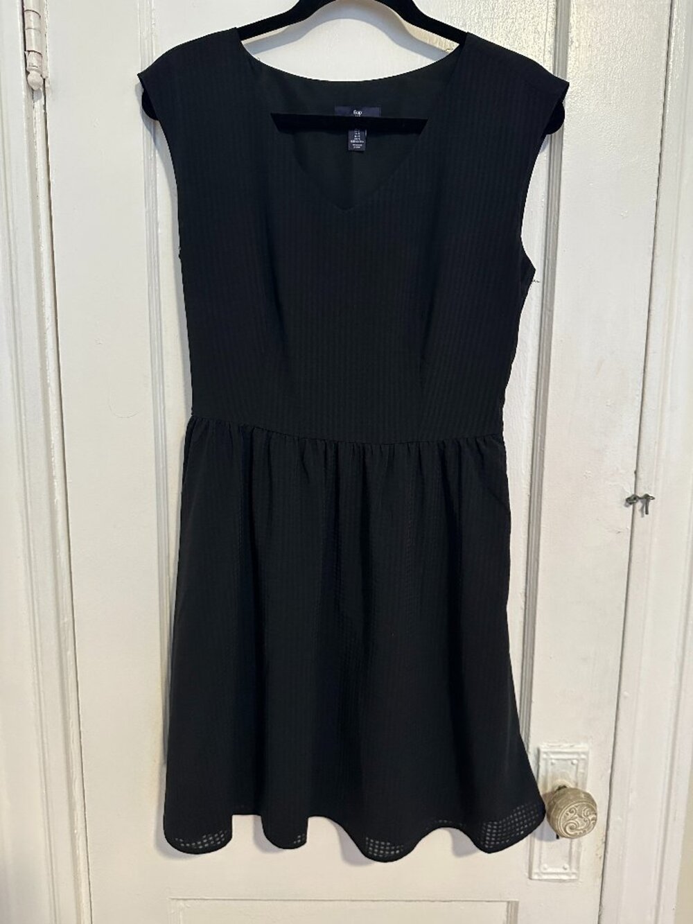 GAP black cap-sleeve A-line dress